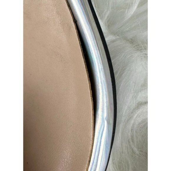 BP Lula Ankle Strap Block Heel Sandals in Silver Holographic - Picture 3 of 7